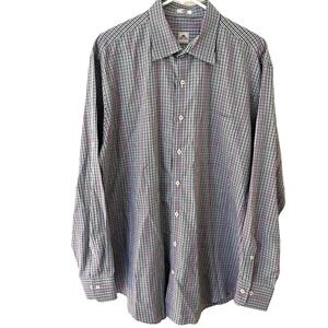 Peter Millar Men’s Large Plaid Green Pink Long Sleeve Button Down Dress Shirt